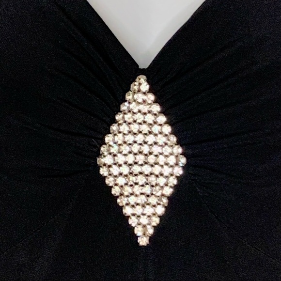 Vintage GUNNE SAX JESSICA MCCLINTOCK Maxi Dress Halter Jersey Black Formal - Picture 5 of 16